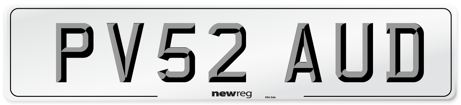 PV52 AUD Number Plate from New Reg
